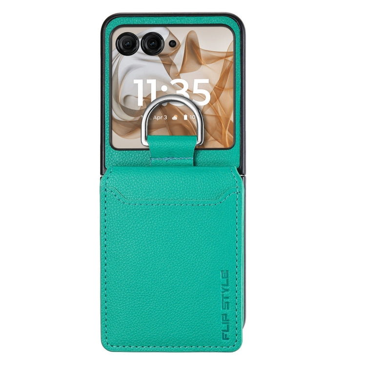 For Motorola Razr 50 Litchi Texture Leather Ring Wallet Phone Case(Green) by buy2fix