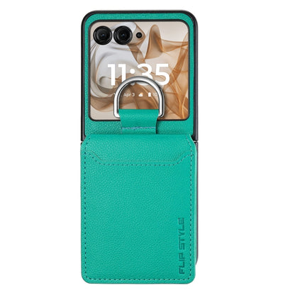 For Motorola Razr 50 Litchi Texture Leather Ring Wallet Phone Case(Green) by buy2fix