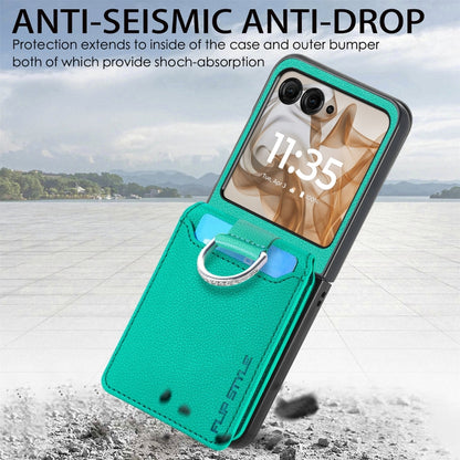 For Motorola Razr 50 Litchi Texture Leather Ring Wallet Phone Case(Green) by buy2fix