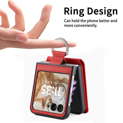 For Motorola Razr 50 Litchi Texture Leather Ring Wallet Phone Case(Red) by buy2fix