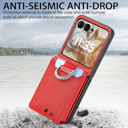 For Motorola Razr 50 Litchi Texture Leather Ring Wallet Phone Case(Red) by buy2fix