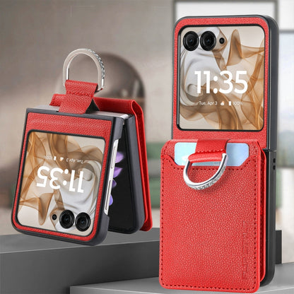 For Motorola Razr 50 Litchi Texture Leather Ring Wallet Phone Case(Red) by buy2fix