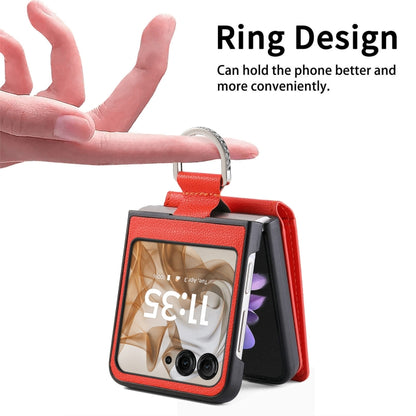 For Motorola Razr 50 Litchi Texture Leather Ring Wallet Phone Case(Orange) by buy2fix