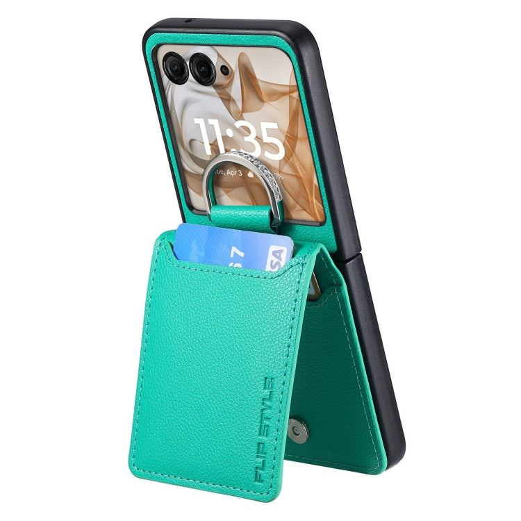 For Motorola Razr 50 Ultra Litchi Texture Leather Ring Wallet Phone Case(Green) by buy2fix