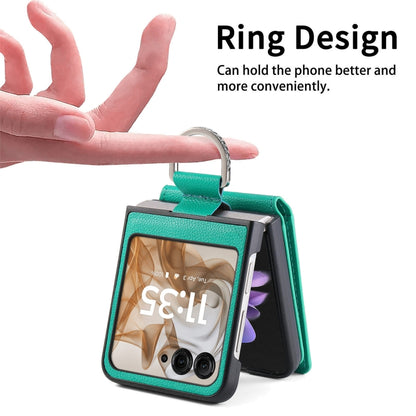 For Motorola Razr 50 Ultra Litchi Texture Leather Ring Wallet Phone Case(Green) by buy2fix