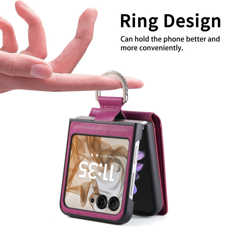 For Motorola Razr 50 Ultra Litchi Texture Leather Ring Wallet Phone Case(Purple) by buy2fix
