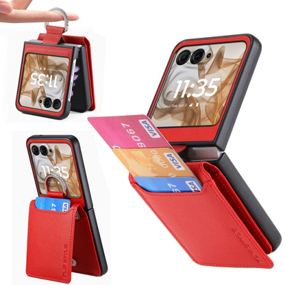 For Motorola Razr 50 Ultra Litchi Texture Leather Ring Wallet Phone Case(Red) by buy2fix