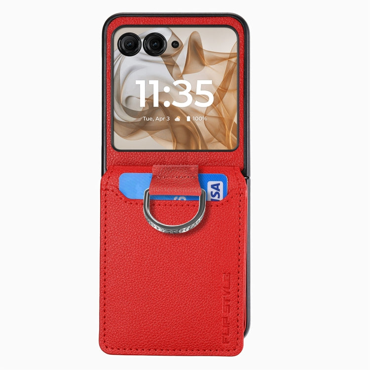 For Motorola Razr 50 Ultra Litchi Texture Leather Ring Wallet Phone Case(Red) by buy2fix