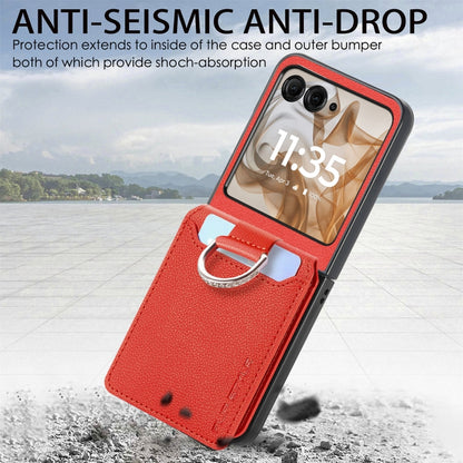 For Motorola Razr 50 Ultra Litchi Texture Leather Ring Wallet Phone Case(Orange) by buy2fix