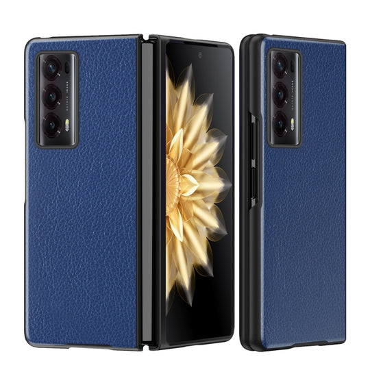 For Honor Magic V2 Litchi Leather All Inclusive Shockproof Phone Case(Blue)