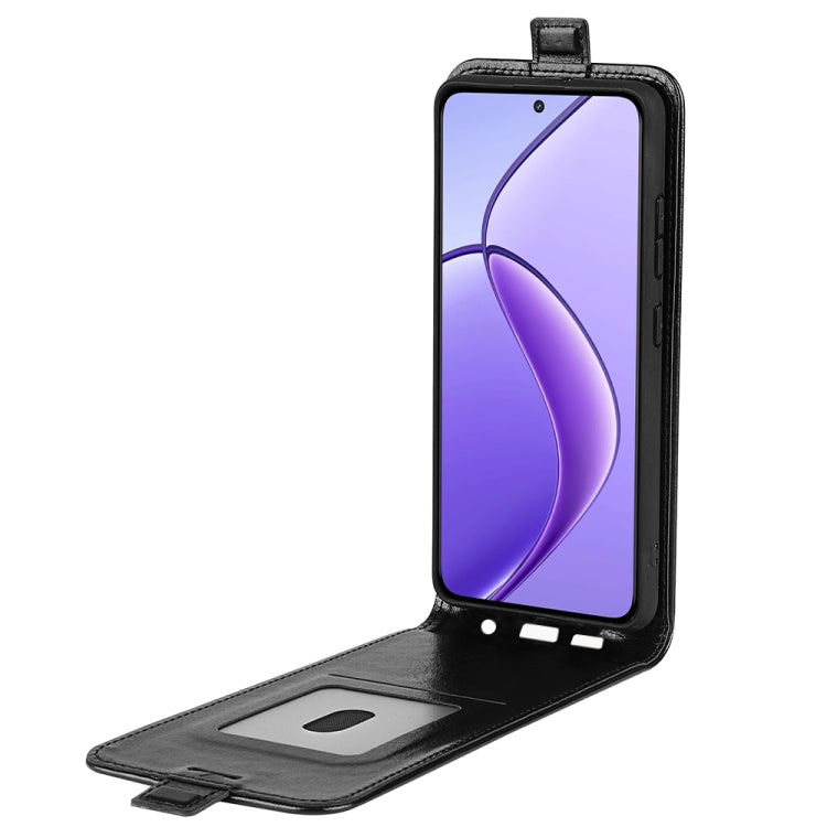 For Realme 12 5G R64 Texture Single Vertical Flip Leather Phone Case(Black) by buy2fix