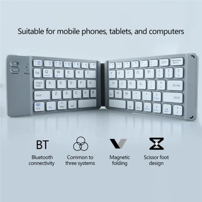 BT18 Bluetooth Keyboard Magnetic Folding Wireless Keyboard For Cell Phones Tablets Computers(Grey) by buy2fix
