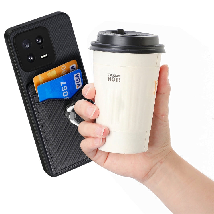 For Xiaomi  13 Carbon Fiber Card Wallet Ring Holder Phone Case(Black) - Xiaomi Cases by buy2fix | Online Shopping UK | buy2fix