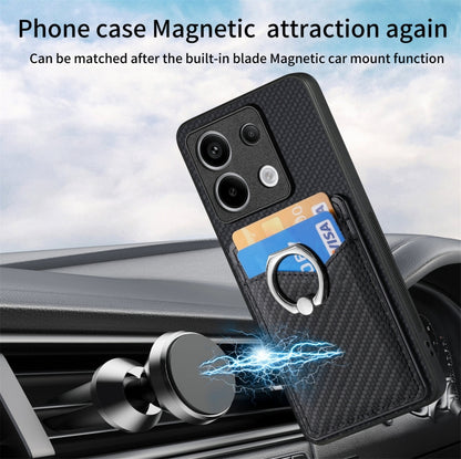 For Xiaomi Redmi Note 13 Pro+ Carbon Fiber Card Wallet Ring Holder Phone Case(Black) - Xiaomi Cases by buy2fix | Online Shopping UK | buy2fix