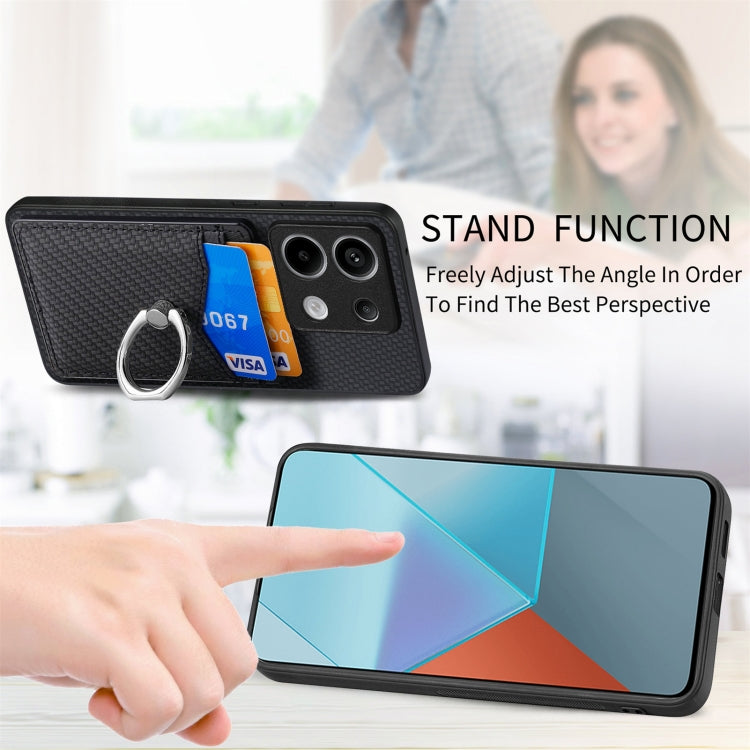 For Xiaomi Redmi Note 13 Pro+ Carbon Fiber Card Wallet Ring Holder Phone Case(Black) - Xiaomi Cases by buy2fix | Online Shopping UK | buy2fix