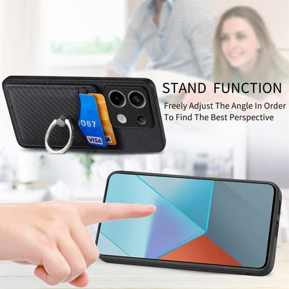 For Xiaomi Redmi Note 13 Pro+ Carbon Fiber Card Wallet Ring Holder Phone Case(Black) - Xiaomi Cases by buy2fix | Online Shopping UK | buy2fix