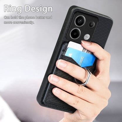 For Xiaomi Redmi Note 13 Pro+ Carbon Fiber Card Wallet Ring Holder Phone Case(Black) - Xiaomi Cases by buy2fix | Online Shopping UK | buy2fix