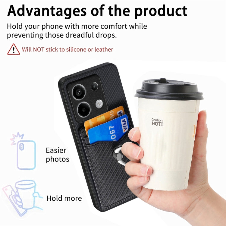 For Xiaomi Redmi Note 13 Pro+ Carbon Fiber Card Wallet Ring Holder Phone Case(Black) - Xiaomi Cases by buy2fix | Online Shopping UK | buy2fix