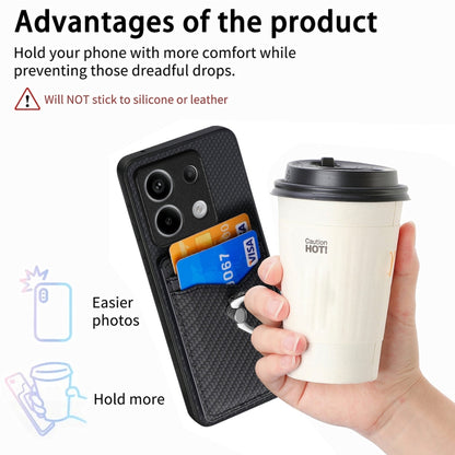 For Xiaomi Redmi Note 13 Pro+ Carbon Fiber Card Wallet Ring Holder Phone Case(Black) - Xiaomi Cases by buy2fix | Online Shopping UK | buy2fix