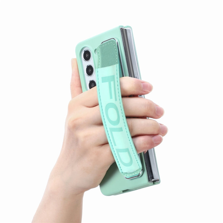 For Samsung   Galaxy Z Fold5 5G Integrated Film Wrist Grip Leather Phone Case with Pen Slot(Green) - Galaxy Z Fold5 Cases by buy2fix | Online Shopping UK | buy2fix