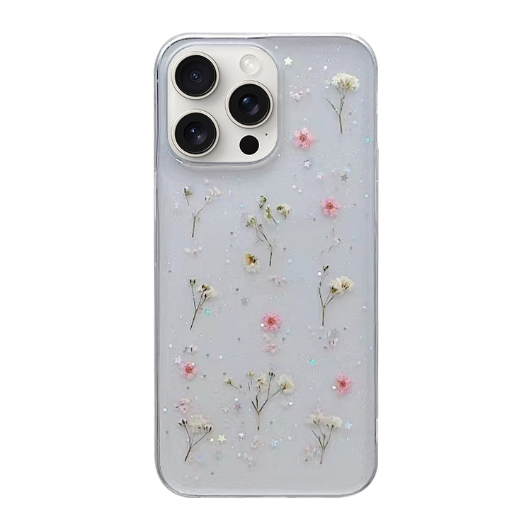For iPhone 16 Pro Gypsophila Flowers Pattern TPU Protective Phone Case(Pink) by buy2fix