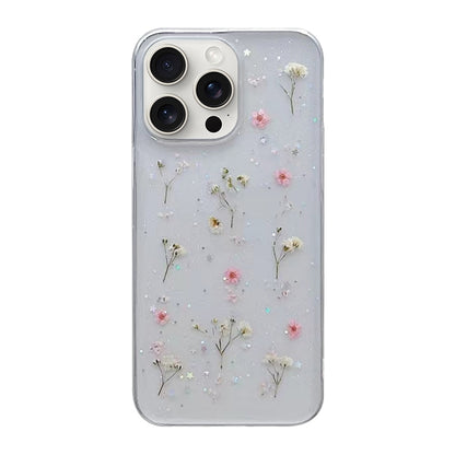 For iPhone 16 Pro Gypsophila Flowers Pattern TPU Protective Phone Case(Pink) by buy2fix