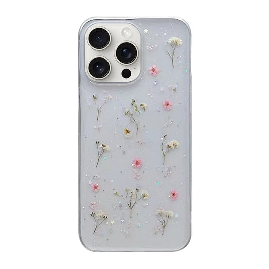 For iPhone 16 Pro Gypsophila Flowers Pattern TPU Protective Phone Case(Pink) by buy2fix