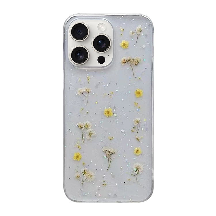 For iPhone 16 Pro Gypsophila Flowers Pattern TPU Protective Phone Case(Yellow) by buy2fix