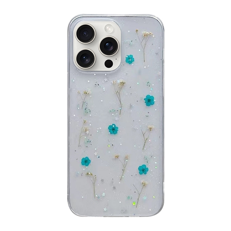 For iPhone 16 Pro Gypsophila Flowers Pattern TPU Protective Phone Case(Green) by buy2fix