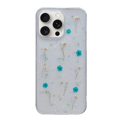 For iPhone 16 Pro Gypsophila Flowers Pattern TPU Protective Phone Case(Green) by buy2fix