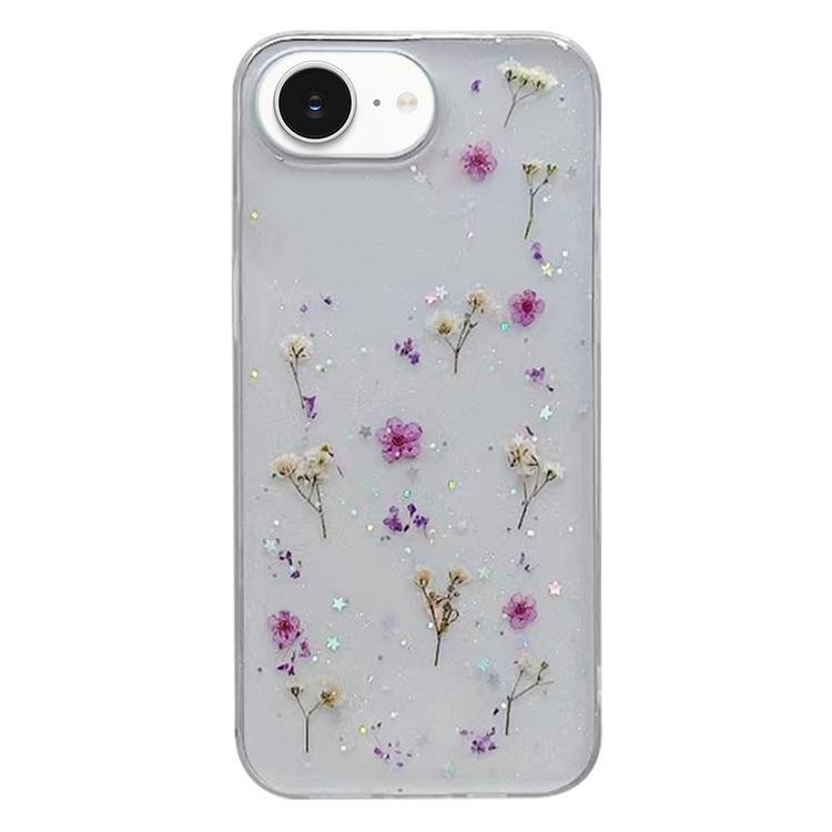 For iPhone 16e Gypsophila Flowers Pattern TPU Protective Phone Case(Purple) - iPhone 16e Cases by buy2fix | Online Shopping UK | buy2fix