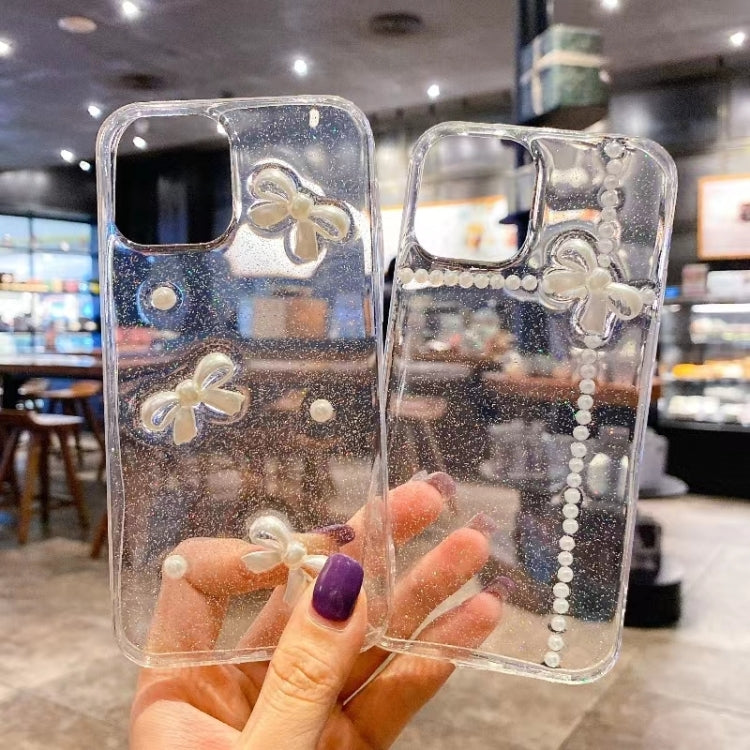 For iPhone 16 Pro Pearl Bow Glitter Epoxy TPU Phone Case(Three Knots) by buy2fix