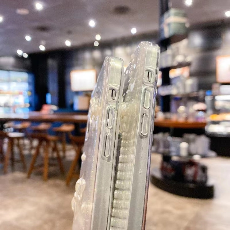 For iPhone 16e Pearl Bow Glitter Epoxy TPU Phone Case(Cross Knots) - iPhone 16e Cases by buy2fix | Online Shopping UK | buy2fix