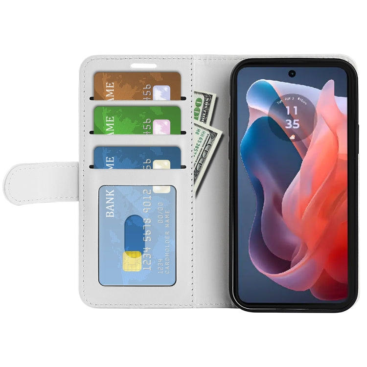 For Motorola Moto G Play 2024 R64 Texture Horizontal Flip Leather Phone Case(White) by buy2fix