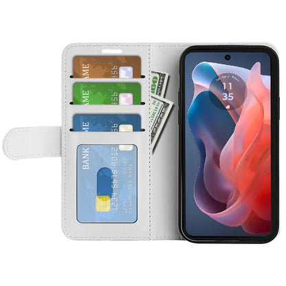 For Motorola Moto G Play 2024 R64 Texture Horizontal Flip Leather Phone Case(White) by buy2fix