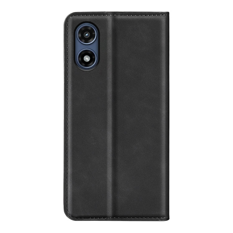 For Motorola Moto G Play 2024 Retro-skin Magnetic Suction Leather Phone Case(Black) by buy2fix
