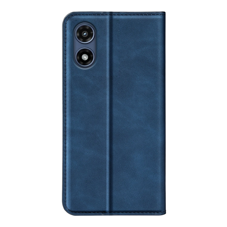 For Motorola Moto G Play 2024 Retro-skin Magnetic Suction Leather Phone Case(Dark Blue) by buy2fix