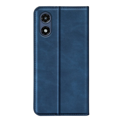 For Motorola Moto G Play 2024 Retro-skin Magnetic Suction Leather Phone Case(Dark Blue) by buy2fix