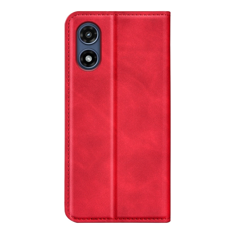 For Motorola Moto G Play 2024 Retro-skin Magnetic Suction Leather Phone Case(Red) by buy2fix