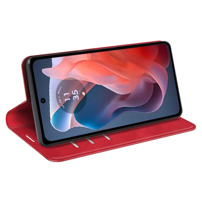 For Motorola Moto G Play 2024 Retro-skin Magnetic Suction Leather Phone Case(Red) by buy2fix