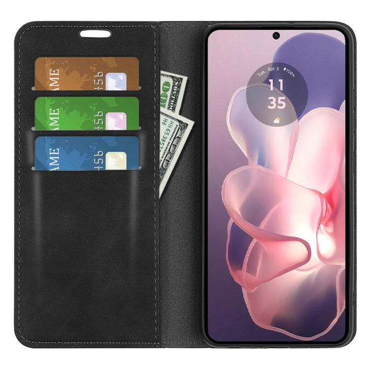 For Motorola Moto G Power 5G 2024 Retro-skin Magnetic Suction Leather Phone Case(Black) by buy2fix
