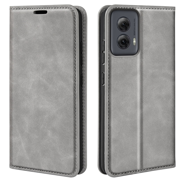 For Motorola Moto G Power 5G 2024 Retro-skin Magnetic Suction Leather Phone Case(Grey) by buy2fix