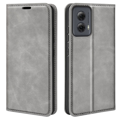 For Motorola Moto G Power 5G 2024 Retro-skin Magnetic Suction Leather Phone Case(Grey) by buy2fix