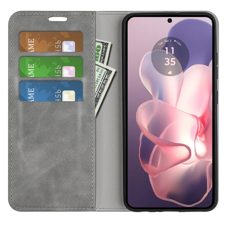For Motorola Moto G Power 5G 2024 Retro-skin Magnetic Suction Leather Phone Case(Grey) by buy2fix