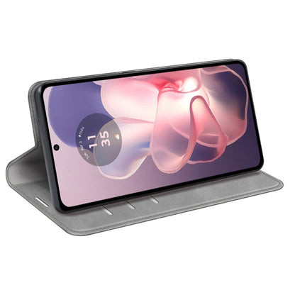 For Motorola Moto G Power 5G 2024 Retro-skin Magnetic Suction Leather Phone Case(Grey) by buy2fix