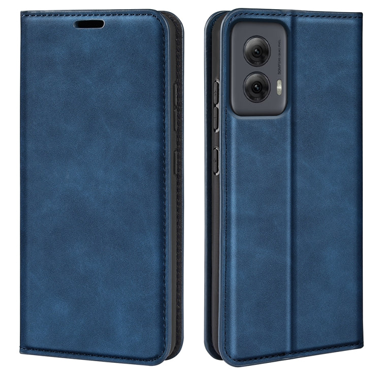 For Motorola Moto G Power 5G 2024 Retro-skin Magnetic Suction Leather Phone Case(Dark Blue) by buy2fix