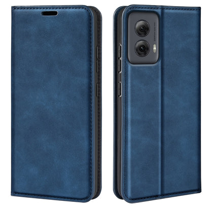 For Motorola Moto G Power 5G 2024 Retro-skin Magnetic Suction Leather Phone Case(Dark Blue) by buy2fix