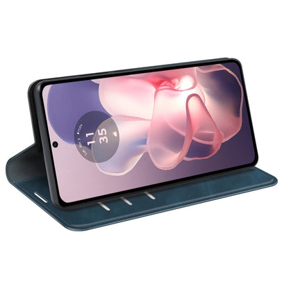 For Motorola Moto G Power 5G 2024 Retro-skin Magnetic Suction Leather Phone Case(Dark Blue) by buy2fix