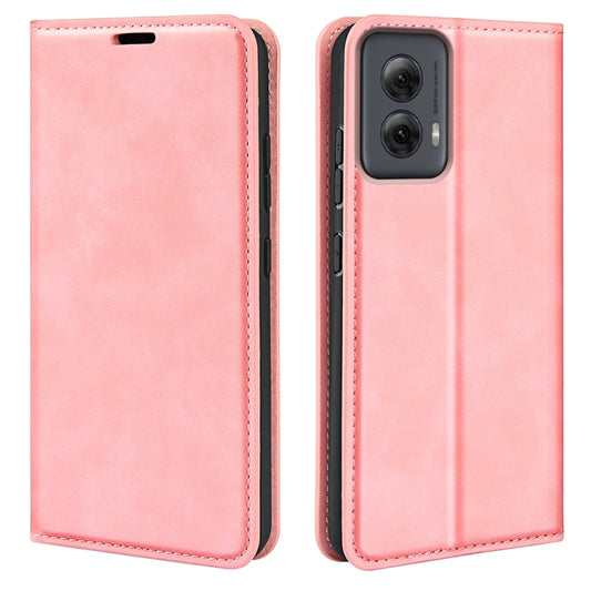 For Motorola Moto G Power 5G 2024 Retro-skin Magnetic Suction Leather Phone Case(Pink) by buy2fix