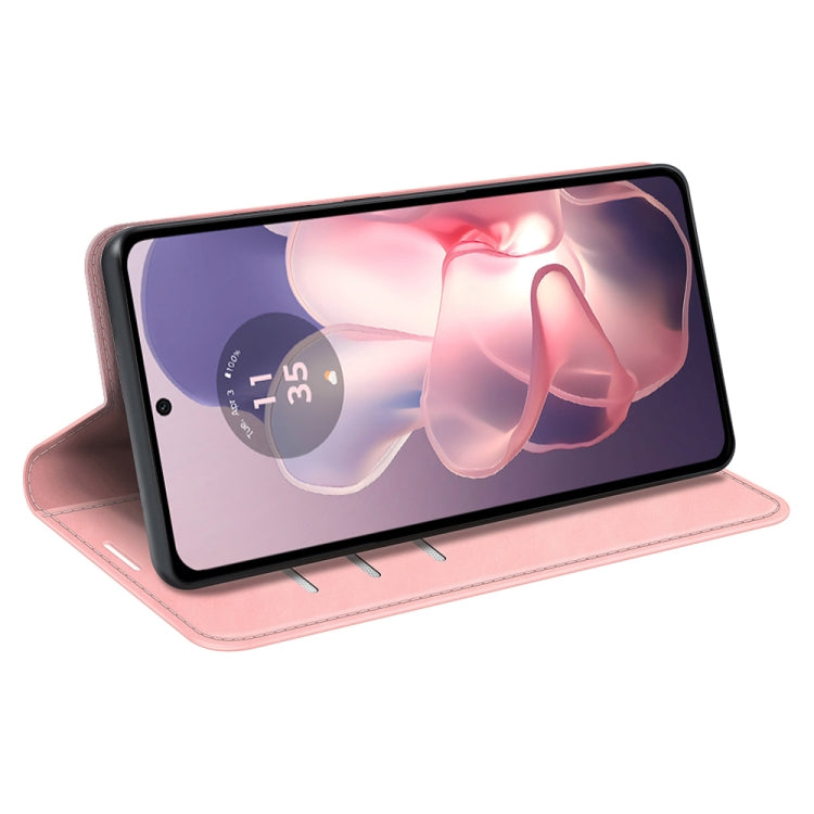 For Motorola Moto G Power 5G 2024 Retro-skin Magnetic Suction Leather Phone Case(Pink) by buy2fix